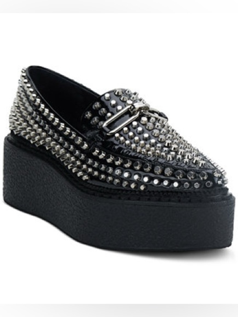 Jeffrey Campbell Choux Street Studded Platform Wedge Loafers Black Size 8 NWOB